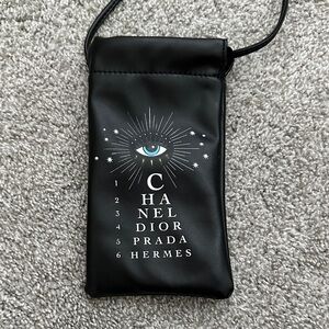 Black Designer-Inspired Phone Pouch